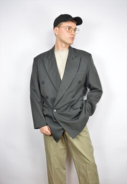 Vintage dark grey classic 80's suit blazer