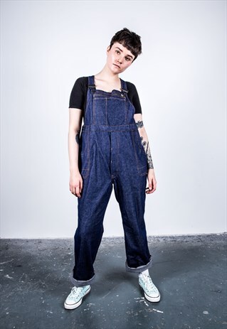 VINTAGE DARK BLUE DENIM DUNGAREES