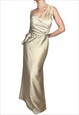 GOLD ONE SHOULDER BALL EVENING PROM BRIDESMAID DRESS