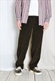 VINTAGE 90S BROWN CORDUROY PLEATED MENS PANTS