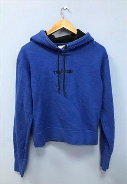 Cobalt Blue Hoodie Cotton Long Sleeved Cropped