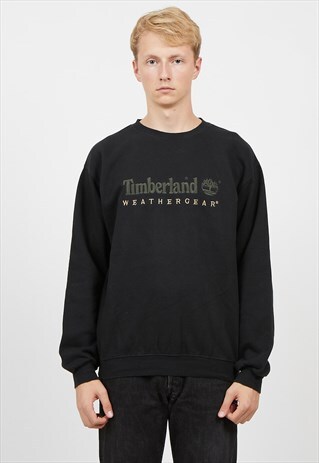 VINTAGE BLACK TIMBERLAND CREW NECK PULLOVER SWEATSHIRT