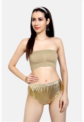 Golden Metallic Shiny Knicker High Waist Panty Underwear