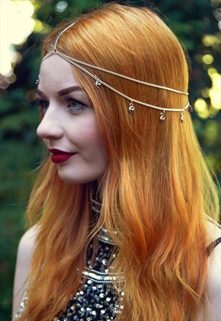 SILVER HEADCHAIN, HEADCHAIN, FESTIVAL HAIR, BOHO HAIR, STARS