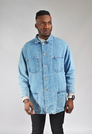 VINTAGE LIGHT BLUE WORKER STYLE DENIM JACKET