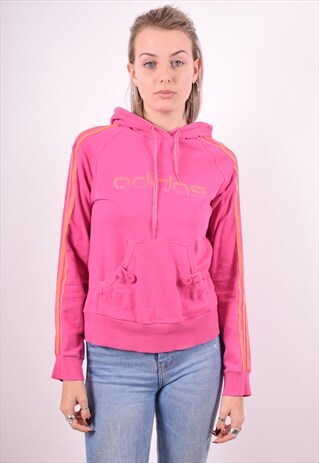 ADIDAS WOMENS VINTAGE HOODIE JUMPER MEDIUM PINK 90'S