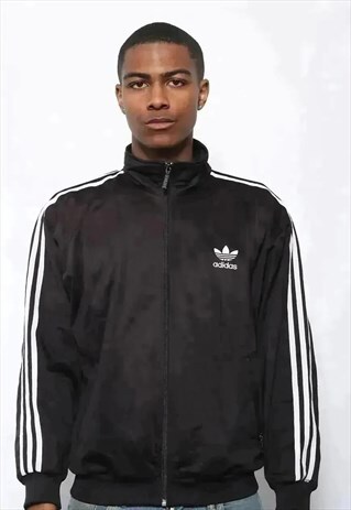 VINTAGE ADIDAS 3 STRIPE LOGO TRACK JACKET BLACK