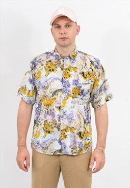 Vintage 90s hawaiian shirt in printed floral pattern viscose