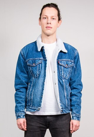 VINTAGE 90'S BLUE FAUX SHERLING LINED LEVI'S DENIM JACKET