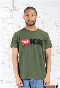 Vintage Diesel Spell Out Logo T-Shirt green