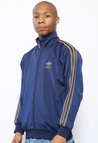 VINTAGE ADIDAS LOGO TRACK JACKET NAVY BLUE