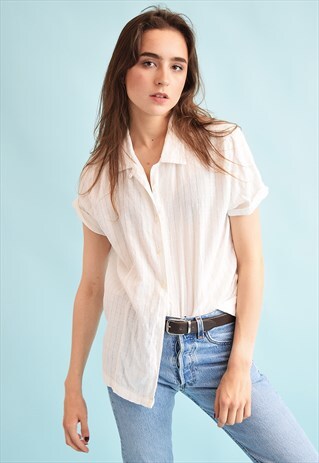 90'S RETRO NEUTRAL MINIMALIST OVERSIZED MOMS BLOUSE TOP