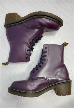 00's Boots Block Heel Purple Leather 