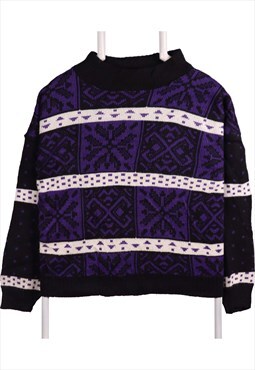 Vintage 90's La Vista Jumper Knitted Aztec Purple,