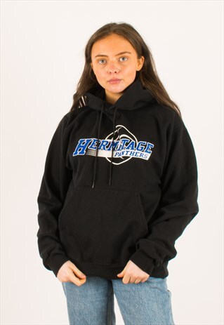 VINTAGE BLACK CHAMPION HOODIE PULLOVER MEDIUM