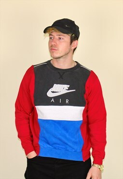 Vintage 90s Nike Patchwork Sweatshirt in Blue and Red