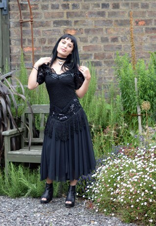 VINTAGE BLACK SEQUIN DRESS