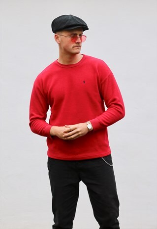 RALPH LAUREN USA 90S LUST RED FLEECE SWEATSHIRT