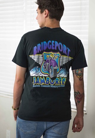 VINTAGE BIKER T-SHIRT LOGO 90S L 9.7