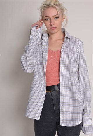 VINTAGE RALPH LAUREN CHECK FLANNEL SHIRT WHITE