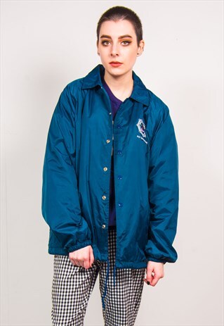 VINTAGE 90'S BLUE FCI SANDSTONE OVERSIZED COACH JACKET
