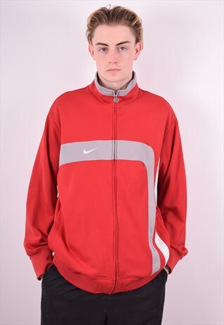 NIKE MENS VINTAGE TRACKSUIT TOP JACKET MEDIUM RED 90'S