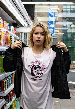 TSHIRT IN PINK ORGANIC COTTON WITH JAPANESE GRAPHIC PRINT