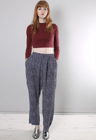 VINTAGE 90S FLORAL PATTERNED HIGH WAISTED TROUSERS