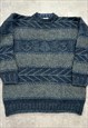 VINTAGE ABSTRACT KNITTED JUMPER WOMEN'S L