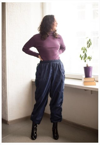 VINTAGE 80'S NAVY BLUE SPORTS JOGGERS