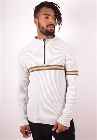 FILA MENS VINTAGE JUMPER SWEATER SMALL GREY 90S