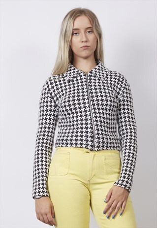 VINTAGE 90'S CROP DOGTOOTH JACKET