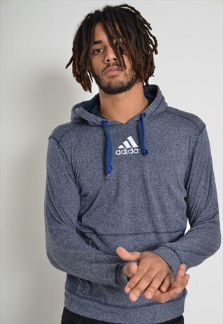 VINTAGE ADIDAS CENTRE LOGO HOODIE GREY