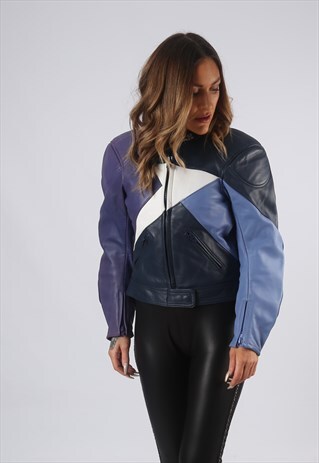 VINTAGE IXS LEATHER MOTORBIKE JACKET BIKER UK 10 SMALL (GC1A