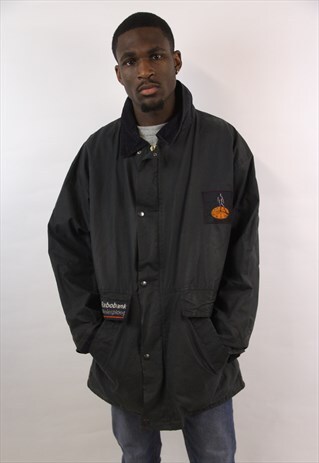 VINTAGE 90'S NAVY PRINT WAX JACKET