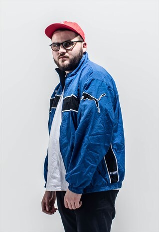 VINTAGE 90S PUMA TRACK TOP IN BLUE AND BLACK
