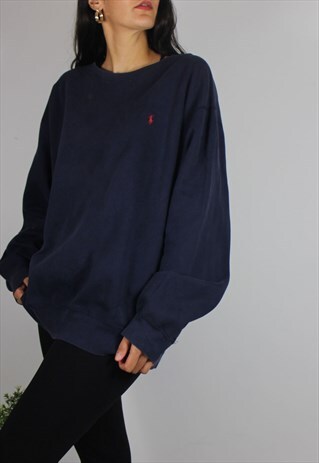 VINTAGE POLO RALPH LAUREN SWEATSHIRT JUMPER W LOGO FRONT