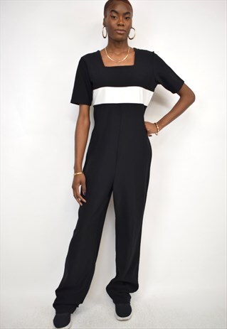 VINTAGE 90S BLACK WHITE BLOCK JUMPSUIT