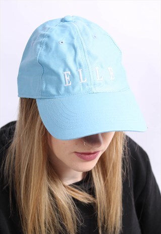 VINTAGE ELLE BASEBALL CAP HAT BLUE