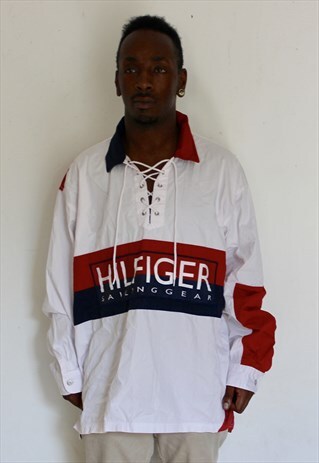 VINTAGE TOMMY HILFIGER SAILING GEAR OVER SHIRT XL