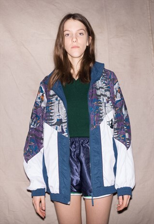 90S RAVE UNISEX NORMCORE CRAZY PATTERN WINDBREAKER JACKET