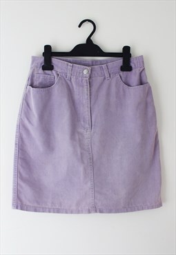 Vintage 90s Lilac Purple Rifle Distressed Denim Mini Skirt