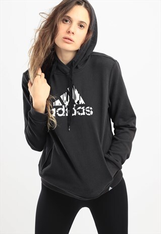 VINTAGE ADIDAS BIG LOGO HOODIE BLACK