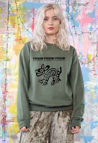 SWEATSHIRT IN GREEN WITH YAPYAP DOG