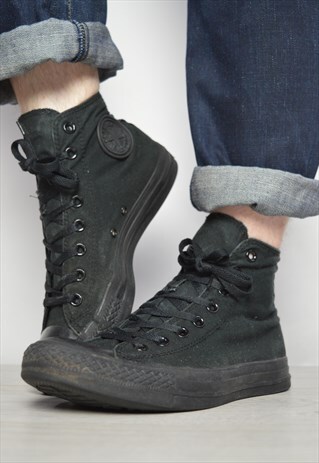 VINTAGE 90S CONVERSE BLACK HI-TOPS TRAINERS SNEAKERS RETRO