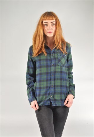 VINTAGE GREEN & BLUE CHECKED SHIRT