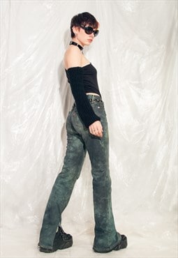 Vintage Levi's Jeans Y2K Reworked Tie Dye Slit Flare Pants