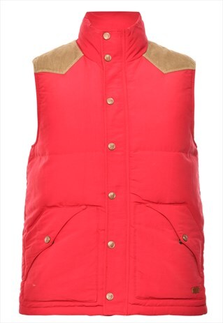 VINTAGE RED & BEIGE CONTRAST LEVI'S PUFFER VEST - S