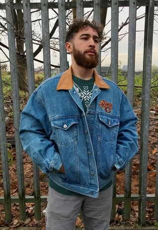 VINTAGE SAN FRANCISCO 49ERS NFL DENIM BLUE JACKET