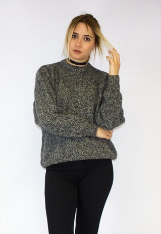 VINTAGE PURE WOOL GREY FLECK SWEATER